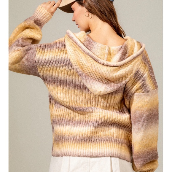 35 Boho Mocha and Mustard Ombre Hooded
Sweater - Picture 3 of 6